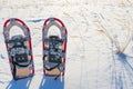 Pair of snowshoes in snow