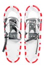 Pair of snowshoes for winter walks on the white background