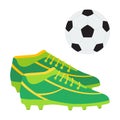 A pair of soccer boots and a ball. Football shoes vector illustration. Royalty Free Stock Photo