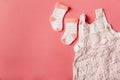 Pair sock baby dress bright colored background . High quality and resolution beautiful photo concept Royalty Free Stock Photo