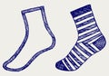 Pair socks. Doodle style Royalty Free Stock Photo
