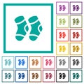 A pair of socks flat color icons with quadrant frames