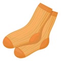 Pair of socks icon. Knitted fabric cartoon footwear