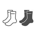 Pair of socks line and solid icon, bowling concept, sock sign on white background, classic sport socks icon in outline Royalty Free Stock Photo