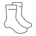 Pair of socks thin line icon, bowling concept, sock sign on white background, classic sport socks icon in outline style Royalty Free Stock Photo