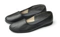 Pair of soft black leather slippers Royalty Free Stock Photo