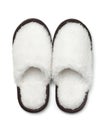 Pair of soft fur slippers isolated