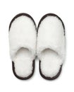 Pair of soft fur slippers isolated Royalty Free Stock Photo