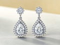 Pair of sparkling diamond earrings Royalty Free Stock Photo