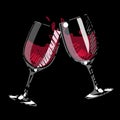 Pair of splashing wine glass Royalty Free Stock Photo