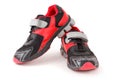 Pair of sports shoes, black and red colors