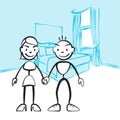 Pair of sticky figures for planning interior design Royalty Free Stock Photo