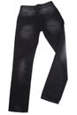 Pair of Stone Washed Black Stylish Mens Jeans On Pure White Background