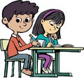pair of students sitting in a school desk