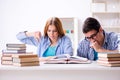 The pair of students studying for university exams Royalty Free Stock Photo