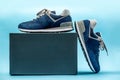 Pair of Stylis New Blue Sneakers Royalty Free Stock Photo