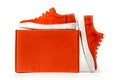 Pair of Stylis New Red Sneakers Royalty Free Stock Photo