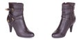 Pair of classical woman leather ankle boots booties shoes. Two isolated