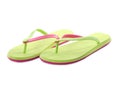 Pair of stylish green flip flops isolated. Beach object Royalty Free Stock Photo