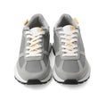 Pair of stylish grey sneakers isolated on white Royalty Free Stock Photo