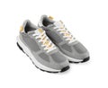 Pair of stylish grey sneakers on white Royalty Free Stock Photo