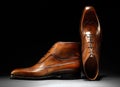 Pair of stylish handmade brown leather shoes