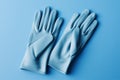 Pair stylish leather blue gloves. Generate Ai