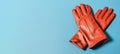 Pair stylish leather red gloves banner. Generate Ai