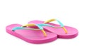 Pair of stylish pink flip flops isolated. Beach object Royalty Free Stock Photo