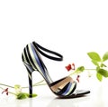 Stripy Tango Shoes with Flowers AI Generative