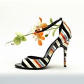 Stripy Tango Shoes with Flowers AI Generative