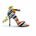 Stripy Tango Shoes with Flowers AI Generative