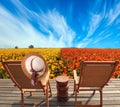 Pair of sun loungers Royalty Free Stock Photo