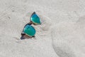 Pair Of Sunglasses On The Beach With On A Caribbean Island Royalty Free Stock Photo