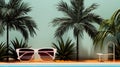 A pair of sunglasses sitting next to a pool. Generative AI image. Royalty Free Stock Photo