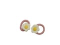 A pair of sunny side egg hair ties isolated on white background Royalty Free Stock Photo
