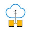 Pair of tablets connected to cloud technology Royalty Free Stock Photo
