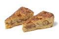 Pair of traditional fresh Dutch apple pie on white background