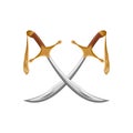 A pair of traditional turkish swords scimitar on white background.