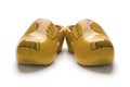 Pair of traditional yellow Dutch wooden shoes Royalty Free Stock Photo