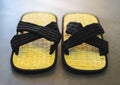 Pair of traditional zori shoes from japan. Front view of bamboo sandals Royalty Free Stock Photo