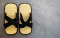 Pair of traditional zori shoes from japan. Top view of bamboo sandals