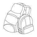 Pair of travel backpacks icon in outline style isolated on white background.