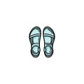 Pair of trekking sandals flat icon. Vector isolated element