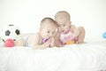 A pair of twinborn babies Royalty Free Stock Photo