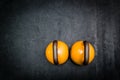 Pair of two heavy kettlebells on the gym floor ready for workout Royalty Free Stock Photo