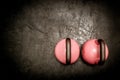 Pair of two heavy kettlebells on the gym floor ready for workout Royalty Free Stock Photo