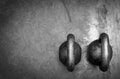 Pair of two heavy kettlebells on the gym floor ready for workout Royalty Free Stock Photo