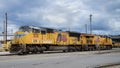 Pair of Union Pacific locomotives in the company Argo Yard in Seattle