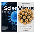Vertical Banners Featuring Blue and Yellow Virus Structures for Science Royalty Free Stock Photo
